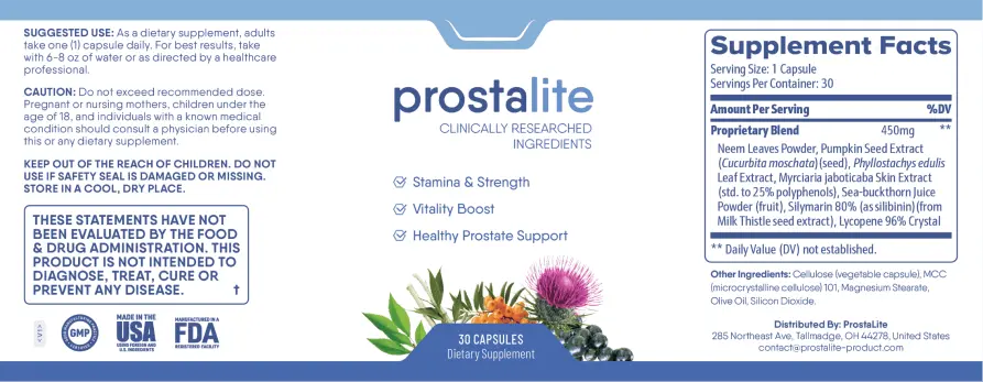 prostalite supplement facts